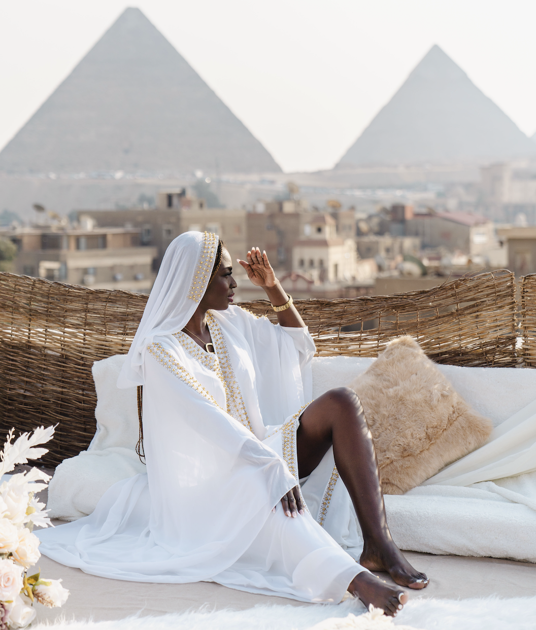 Welcome to Cairo. Pyramids rooftop photoshoot Cairo Egypt